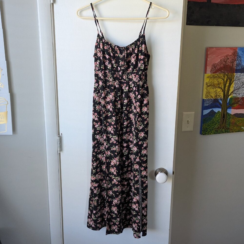 Ambiance Apparel Floral Maxi Dress with Double Slits Size Small